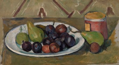 Bord met fruit en pot met conserven (1880-81) door Paul Cézanne